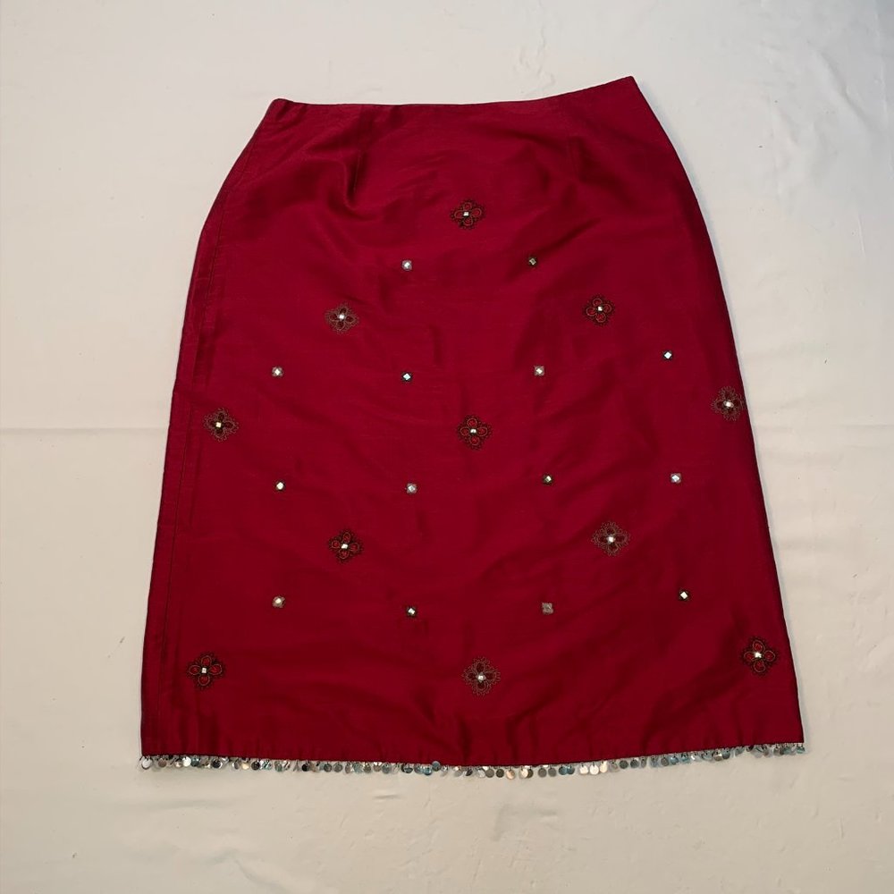 Loft Size 12P Garnet Jeweled Skirt NWT